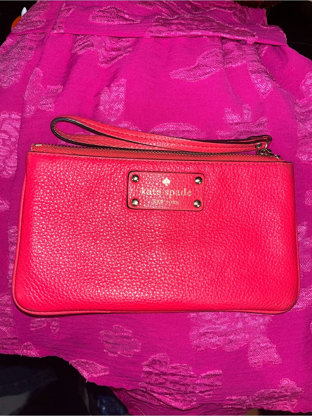 kate spade Neon Pink Pebbled Leather Wristlet